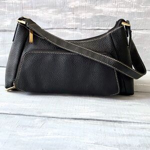 Emma James Black Pebbled Leather Shoulder Bag Faux Vegan Leather Handbag Purse